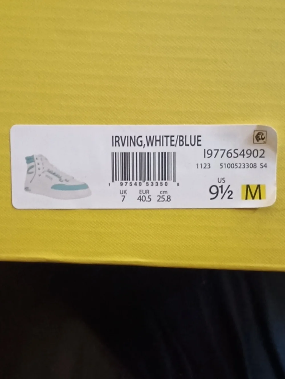NWB Sam Edelman IRVING in White/BabyBlue High Top LaceUp Sneakers Women Sz 9.5M